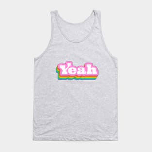 Cute retro rainbow colored YEAH quote Tank Top